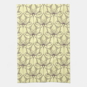 Cream Floral Pattern Tea Towel
