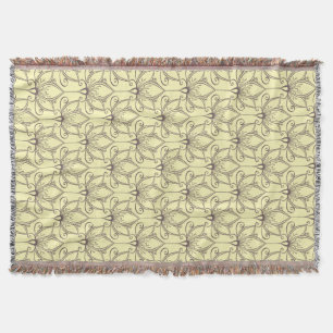 Cream Floral Pattern Throw Blanket