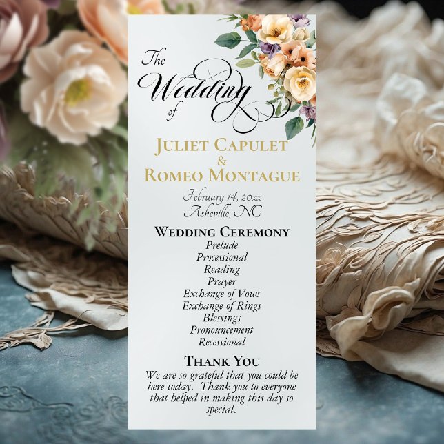 Cream Floral - Pearl White Wedding Programme (Creator Uploaded)