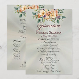 Cream Floral Quinceanera Program - Pastel Sage Programme