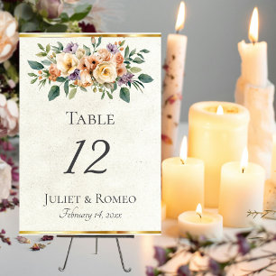 Cream Floral & Ribbon - Cream Table Number