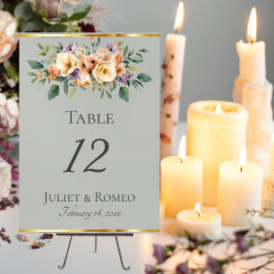 Cream Floral & Ribbon - Sage Table Number