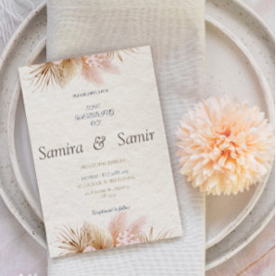 Cream Floral Rustic wedding invitations Flyer