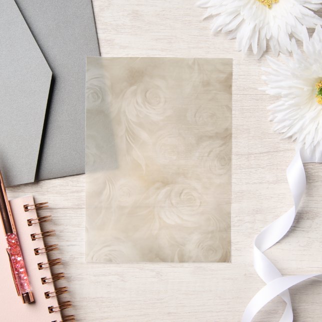 Cream Floral Swirls Vellum Invitations (Wedding)