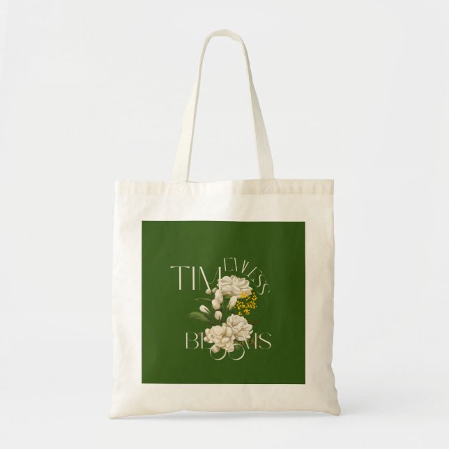 Cream Floral Timeless Blooms Tote Bag (Front)