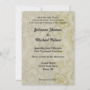 Cream Floral Wedding Invitation