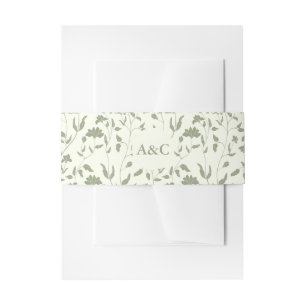 Cream Floral Wedding Invitation Belly Band