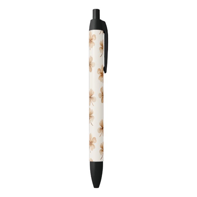 Cream Flowers Black Ink Pen (Bottom (Vertical))