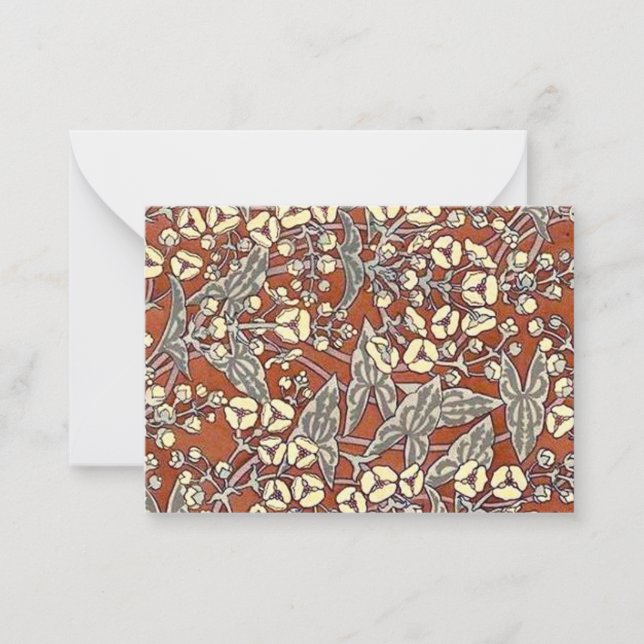 cream flowers brown background print card (Front)