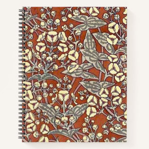 cream flowers brown background print notebook