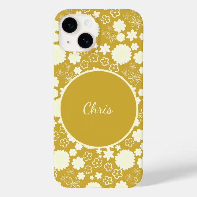 CREAM FLOWERS FEMININE GOLD FLORAL PATTERN NAME Case-Mate iPhone CASE (Back)