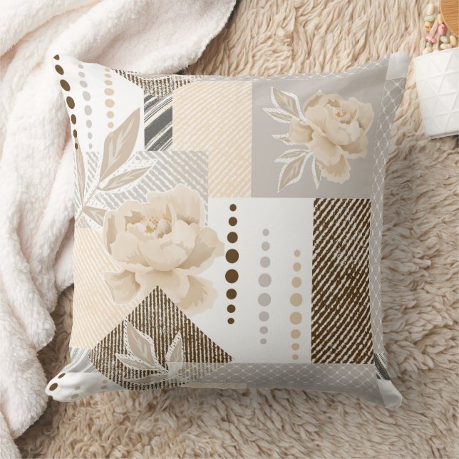 Cream flowers on white cushion (Blanket)