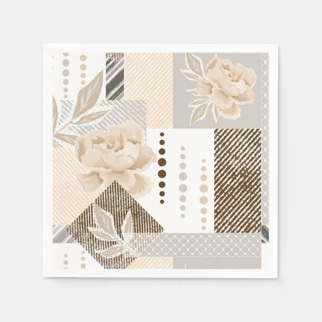 Cream flowers on white napkin (Front)