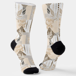 Cream flowers on white socks