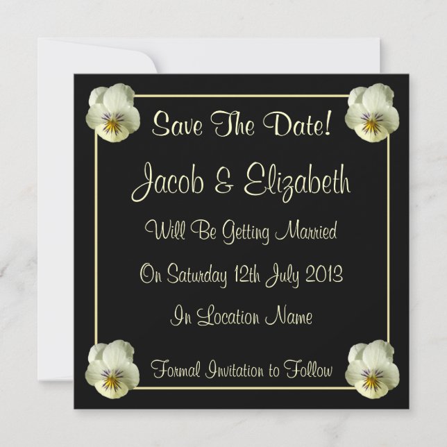 Cream Flowers Save the Date Wedding Invitations (Front)