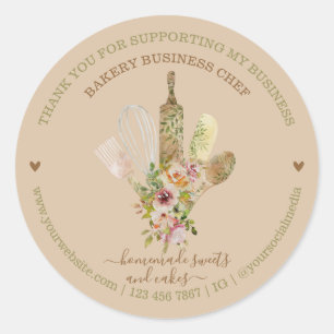 Cream Food Store Catering Bakery Chef Classic Round Sticker