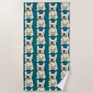 Cream French Bulldog Beach Towel