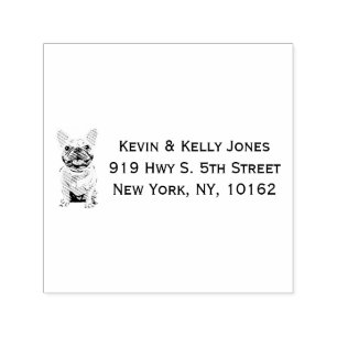 Cream French Bulldog, Blue Self-inking Stamp