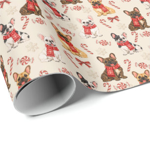 Cream French Bulldog Christmas Wrapping Paper