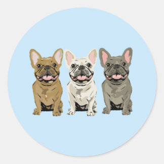 Cream French Bulldog, Classic Round Sticker