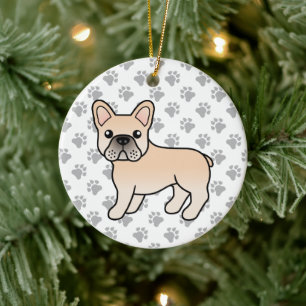 Cream French Bulldog Cute Cartoon Dog Ceramic Tree Decoration