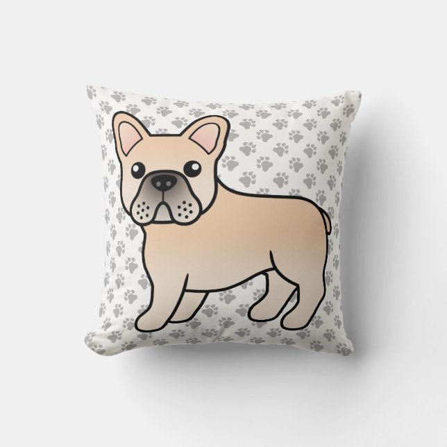 Cream French Bulldog Cute Cartoon Dog Cushion (Front)