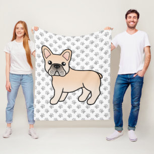 Cream French Bulldog Cute Cartoon Dog Fleece Blanket