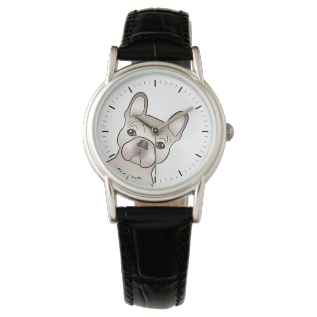 Cream French Bulldog / Frenchie Head Watch (Front)