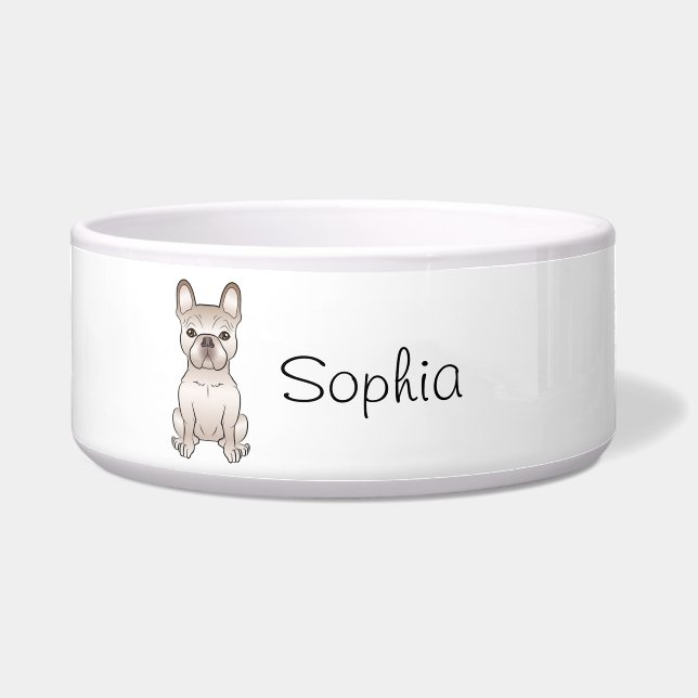 Cream French Bulldog / Frenchie Sitting & Name (Front)