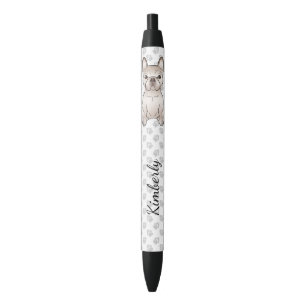 Cream French Bulldog / Frenchie With Paws & Name Black Ink Pen