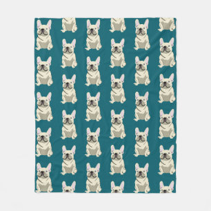 Cream French Bulldog, I Love my Dog Fleece Blanket