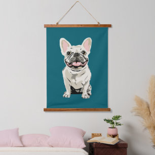 Cream French Bulldog, I Love my Dog Hanging Tapestry