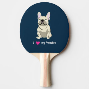 Cream French Bulldog, I Love my Dog Ping Pong Paddle