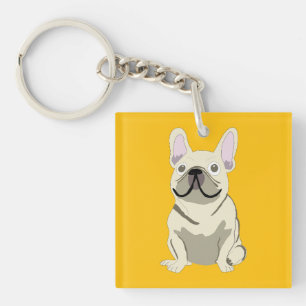Cream French Bulldog Key Ring