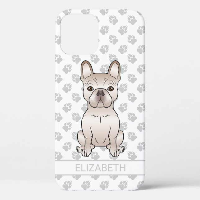 Cream French Bulldog Sitting & Custom Name Case-Mate iPhone Case (Back)