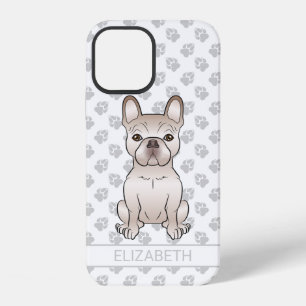 Cream French Bulldog Sitting & Custom Name iPhone 12 Case