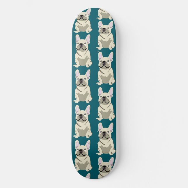 Cream French Bulldog Skateboard (Front)