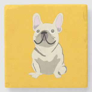 Cream French Bulldog Stone Coaster