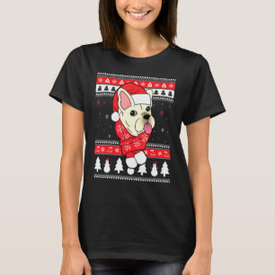 Cream French Bulldog Ugly Christmas Xmas T-Shirt