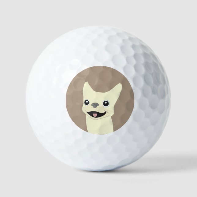 Cream French Bulldog, Warm Taupe Golf Balls (Front)