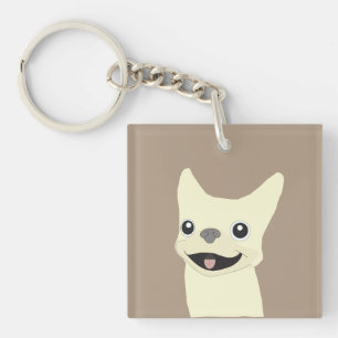 Cream French Bulldog, Warm Taupe Key Ring