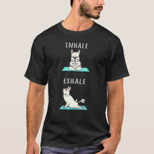 Cream French Bulldog Yoga Inhale Exhale Dog T-Shirt