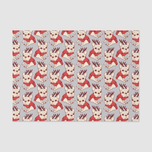 Cream Frenchie in Christmas Sweater Tissue Paper (Front)
