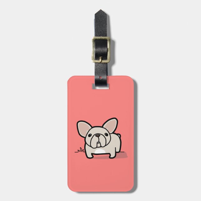 Cream Frenchie Luggage Tag (Front Vertical)