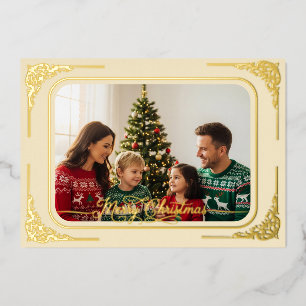 Cream Full photo Gold framed Christmas