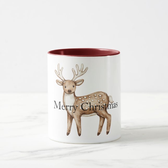 Cream Gingerbread Christmas Deer Mug (Center)