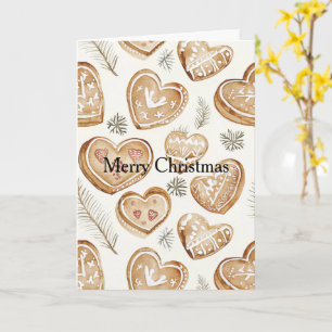 Cream Gingerbread Christmas Hearts  Card