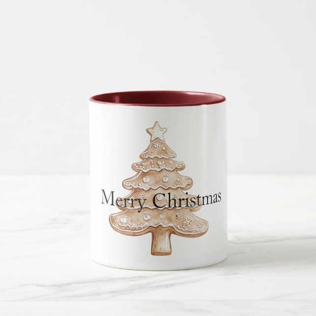 Cream Gingerbread Christmas Tree Mug (Center)