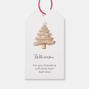 Cream Gingerbread Christmas Tree with Star Gift Tags