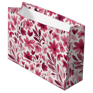 Cream Girly Pink Red Flowers Hearts Birthday Large Gift Bag